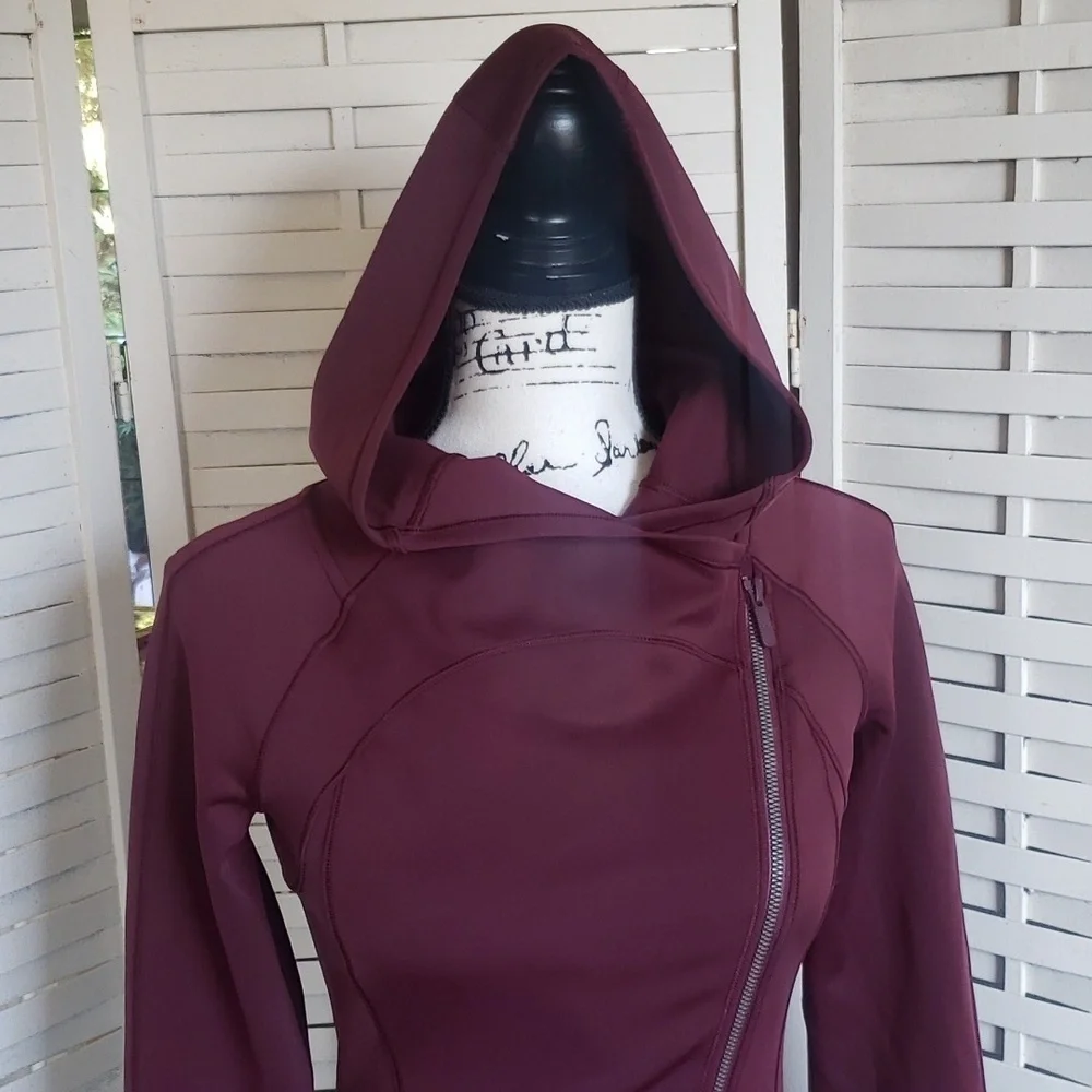 Lululemon Athletica Every Journey burgundy full angle zip women's hoodie size 4
